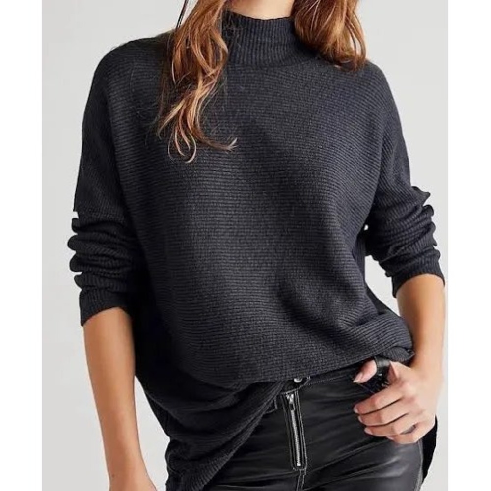 Free People We The Free Casey Mock Neck Tunic In Gray Size XL Casual Boho Cozy
